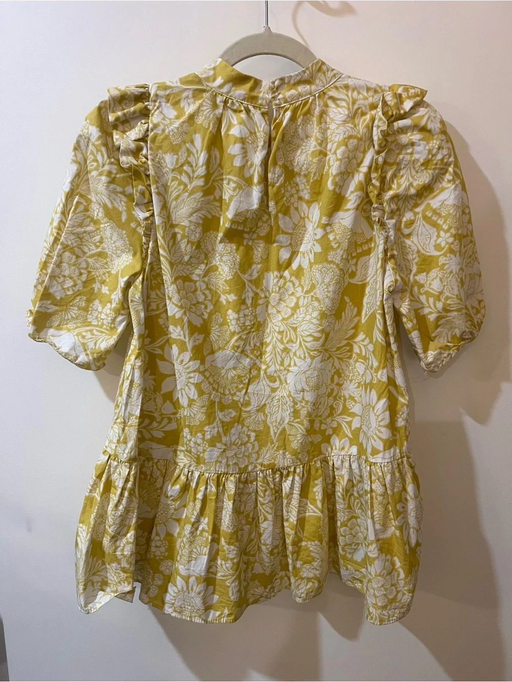 Zara Yellow White Floral Peplum Blouse